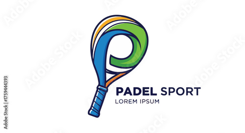 Vibrant Padel Sport Logo Design - Dynamic Paddle and Ball Illustration for Active Lifestyles