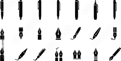 Set of various pen and nib styles, offering a diverse range of writing and drawing tools