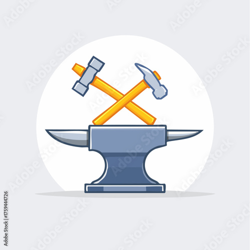 Blacksmith Anvil and Hammers Icon.