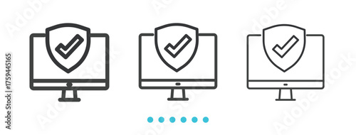 Computer insurance icon. Thin line icon vector