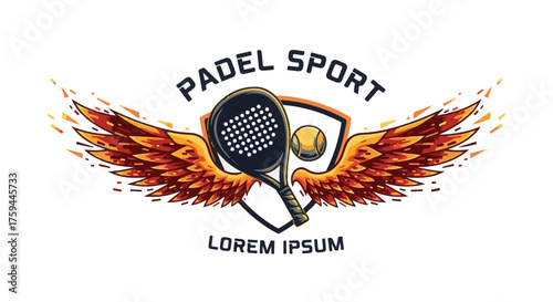 Padel Sport Wings Logo - Dynamic Emblem for Racquet Sports Enthusiasts