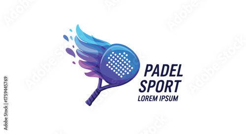 Padel Sport Racket with Dynamic Splash Effect Logo for Competitive Sports and Recreation