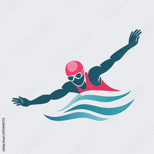 Swimmer in Action - A Dynamic Sports Illustration.