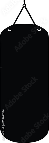 Punching bag silhouette. Boxing training equipment vector icon