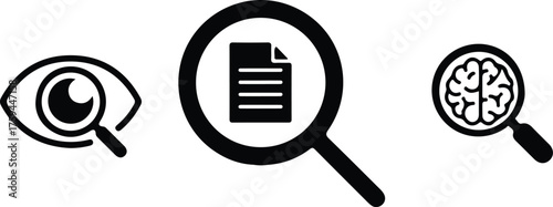 modern verification three black icons set vector art logo image