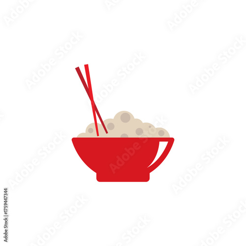 Rice in a red bowl