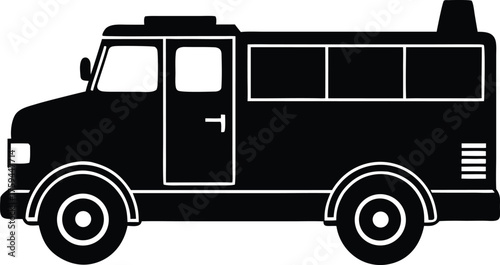 Vector firefighter truck symbol. Heavy emergency vehicle graphic
