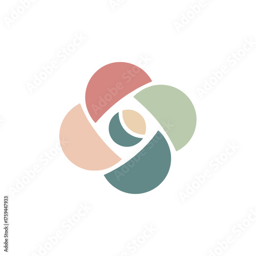 Stylized abstract flower illustration with soft pastel colors and smooth curves