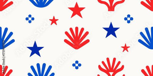 Red and Blue Abstract Nautical Pattern marine