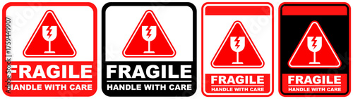 set sign fragile symbol design label template vector illustration