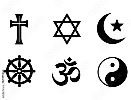 Collection of Religious Symbols representing faith, spirituality, and diverse cultural beliefs worldwide