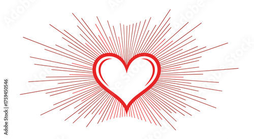 The radiant heart symbol celebrates love and new beginnings with vibrant energy.