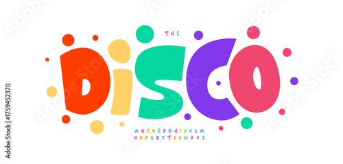 Groovy bouncy balloon font logo alphabet festive disco bold colorful playful typography for kids birthday, witty carnival poster, quirky funny headline, creative party title text. Vector typeset