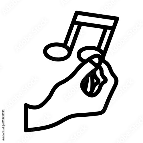 Hand With Music Note Vector Line Icon Design
