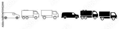 Truck vector icon set. Lorry illustration sign collection. Autotruck symbol or logo.