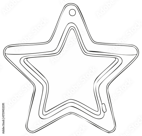Stylized Star Shape Outline with a Hole for Hanging