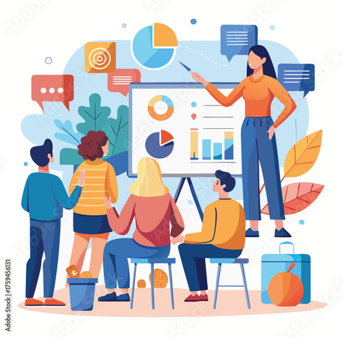 vector illustration of a man and woman in the office