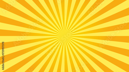 Orange sun ray background. Shine summer sunburst in retro design. Template for poster or banner.