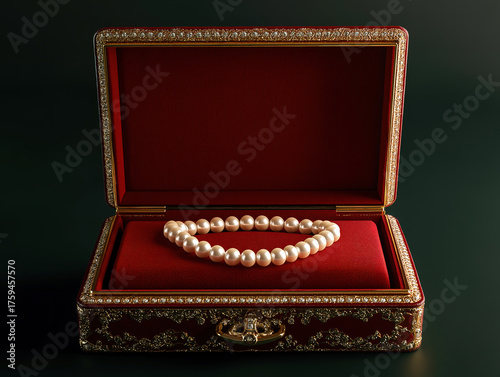 A Jewelry Box Open to Reveal a Pearl Necklace
