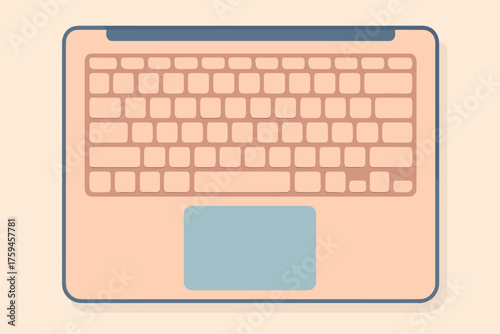 Rectangle laptop illustration outline simple as keyboard shown touchpad vector minimalist flat