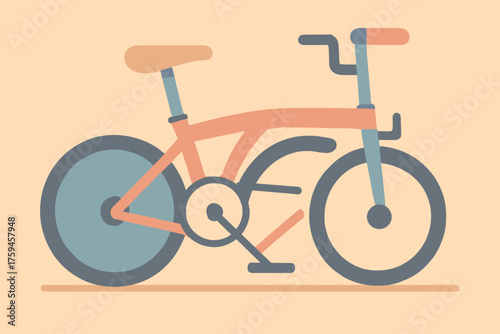 Vector pastel neatly surface illustration bicycle folded simplified geometric parts into
