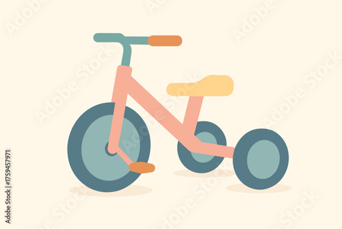 Wheels tricycle into soft flat simplified three illustration vector pastel