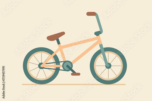 Geometric minimal bmx surface frame vector illustration pastel bike compact placed wheels