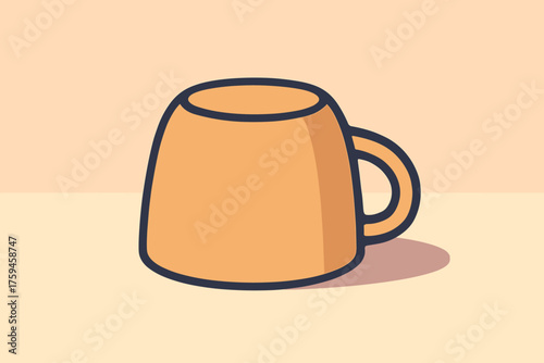 Upside vector illustration simple clean down empty minimalist surface cup turned