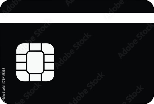 Credit Card or Debit Card with EMV Chip Solid Glyph Icon