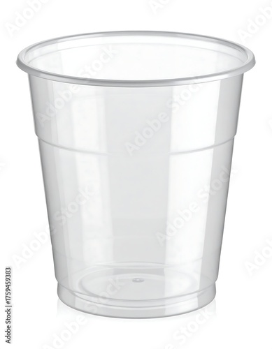Wallpaper Mural Empty, transparent, plastic cup with a ribbed design on a white background Torontodigital.ca