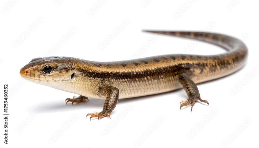 Naklejka premium A tan and brown lizard with a sleek body and patterned stripes