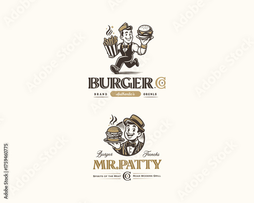 French burger mascot logo template