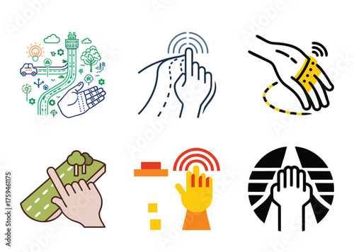 Human machine interface smart touch control system hand interacting with digital display gestures for autonomous driving technology