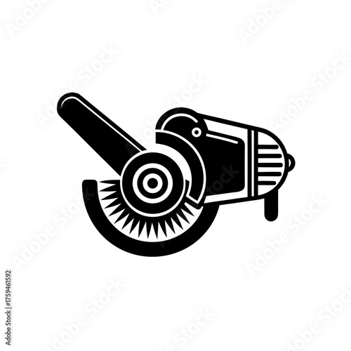 Illustration of an angle grinder tool on transparent background silhouette