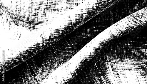 Abstract monochrome textured fabric folds create dynamic linear pattern, high contrast, suitable for backgrounds, textile design, or modern graphic projects.