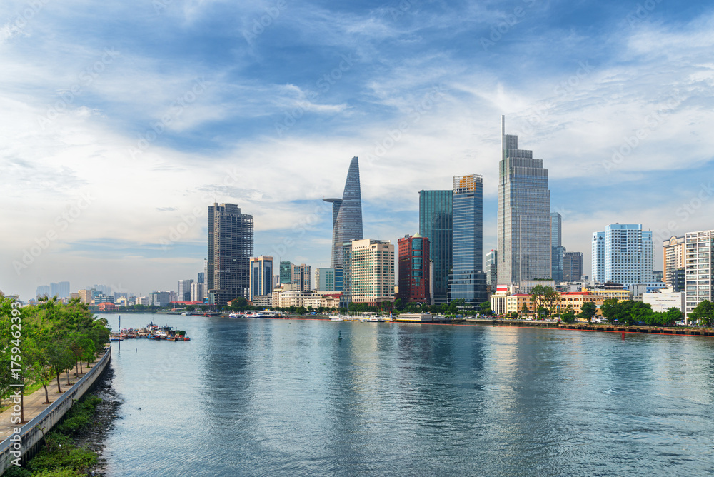 Fototapeta premium Ho Chi Minh City skyline. Skyscrapers and the Saigon River