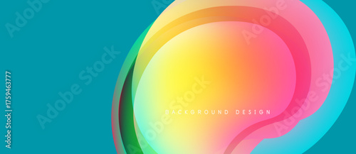 Abstract colorful layers create dynamic gradient effect. Bright hues blend smoothly, forming modern background design. Smooth transitions, vibrant colors.