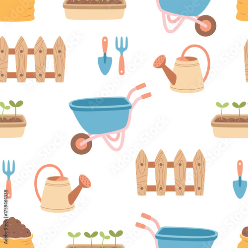 pattern with garden cart and fence