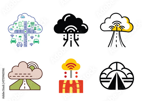 Smart cloud computing network system technology icons data storage server wireless connection digital infrastructure