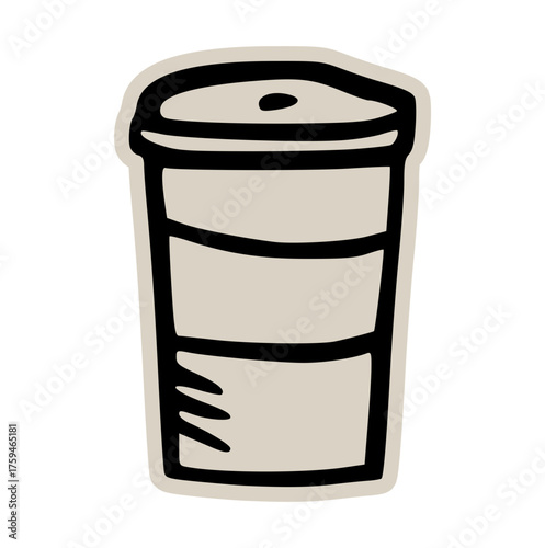 Hand-drawn disposable coffee cup doodle illustration for cafe and takeaway designs