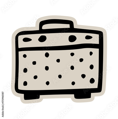 Music amplifier sound box doodle sticker icon: hand drawn illustration of vintage speaker for rock band, concert, and audio technology design