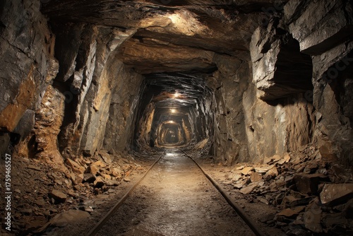 Eerie Mine Passage: Shadows and Depths of an Abandoned Coal Tunnel
