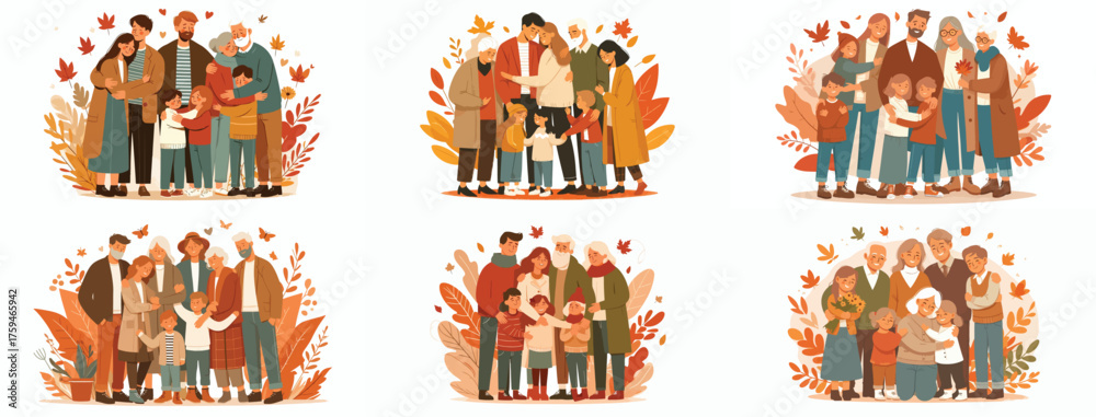 Obraz premium extended family celebrates thanksgiving with hugs full of love