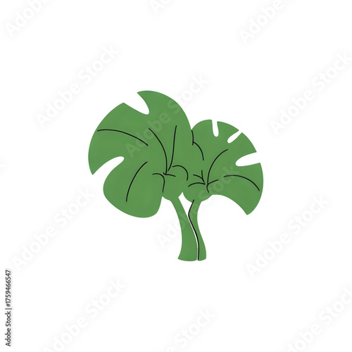 Taro leaves (Elephant Ear) in a low-poly 3D vector style, with sharp, faceted edges and a soft gradient on each facet