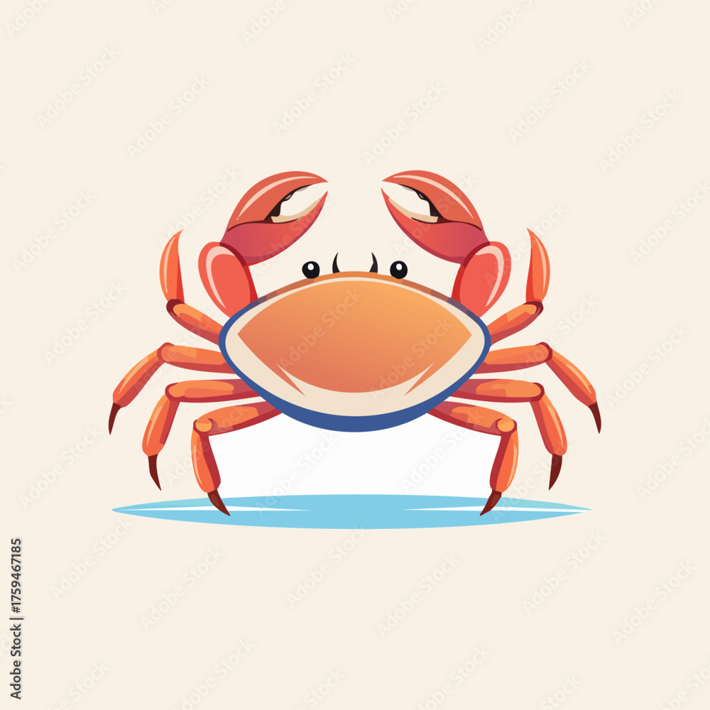 Fototapeta premium Illustration of a Cartoon Crab with Claws Raised.