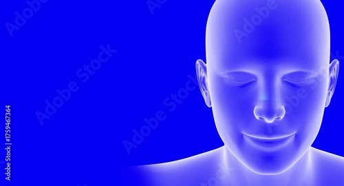 : 4K 3D Medical Animation of Human Nasal Breathing — Transparent Head Showing Airflow Through Nose and Sinus, front view