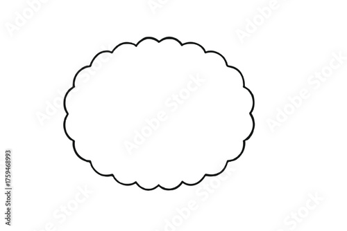 Scalloped-edge oval chat bubble 16:9 transparent background Chat bubble, empty for copy