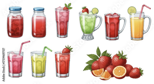 Fresh Fruit Drinks and Summer Refreshments Collection