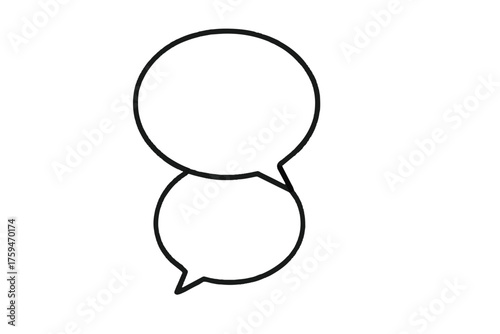 Two staggered semicircular chat bubbles 16:9 transparent background Chat bubble, empty for copy