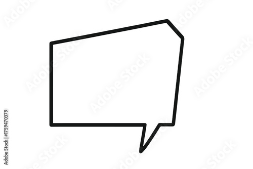 Diagonal-cut corner geometric chat bubble 16:9 transparent background Chat bubble, empty for copy
